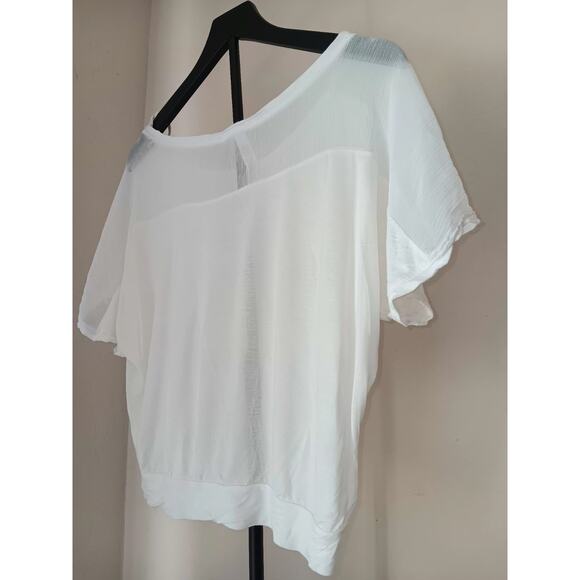 Ambiance Apparel junior girls size small chiffon blouse white, Sheer, NWT - Picture 3 of 5